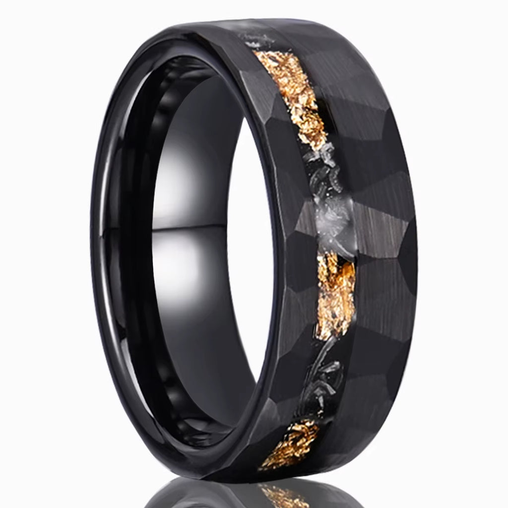 Mens 8MM Black Meteorite Tungsten Carbide Ring Fashion Jewelry Men'S Wedding Bands Engagement Promise Rings Comfort Fit Gifts