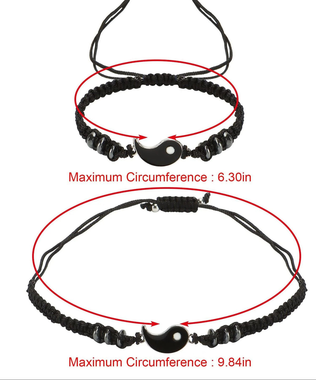 4 Pcs Matching Yin Yang Friend Couple Bracelets and Necklace Set, Adjustable Handmade Cord Relationship Bracelets for Friendship