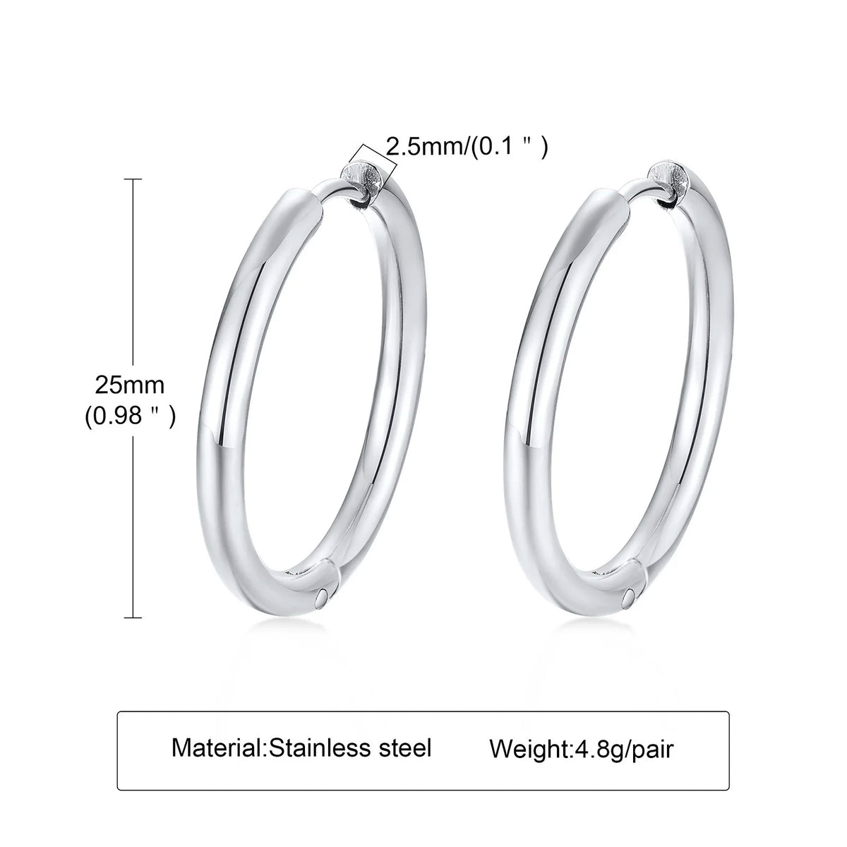 Large Star Hoop Earrings, Silver Color