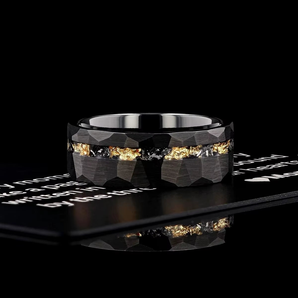 Mens 8MM Black Meteorite Tungsten Carbide Ring Fashion Jewelry Men'S Wedding Bands Engagement Promise Rings Comfort Fit Gifts