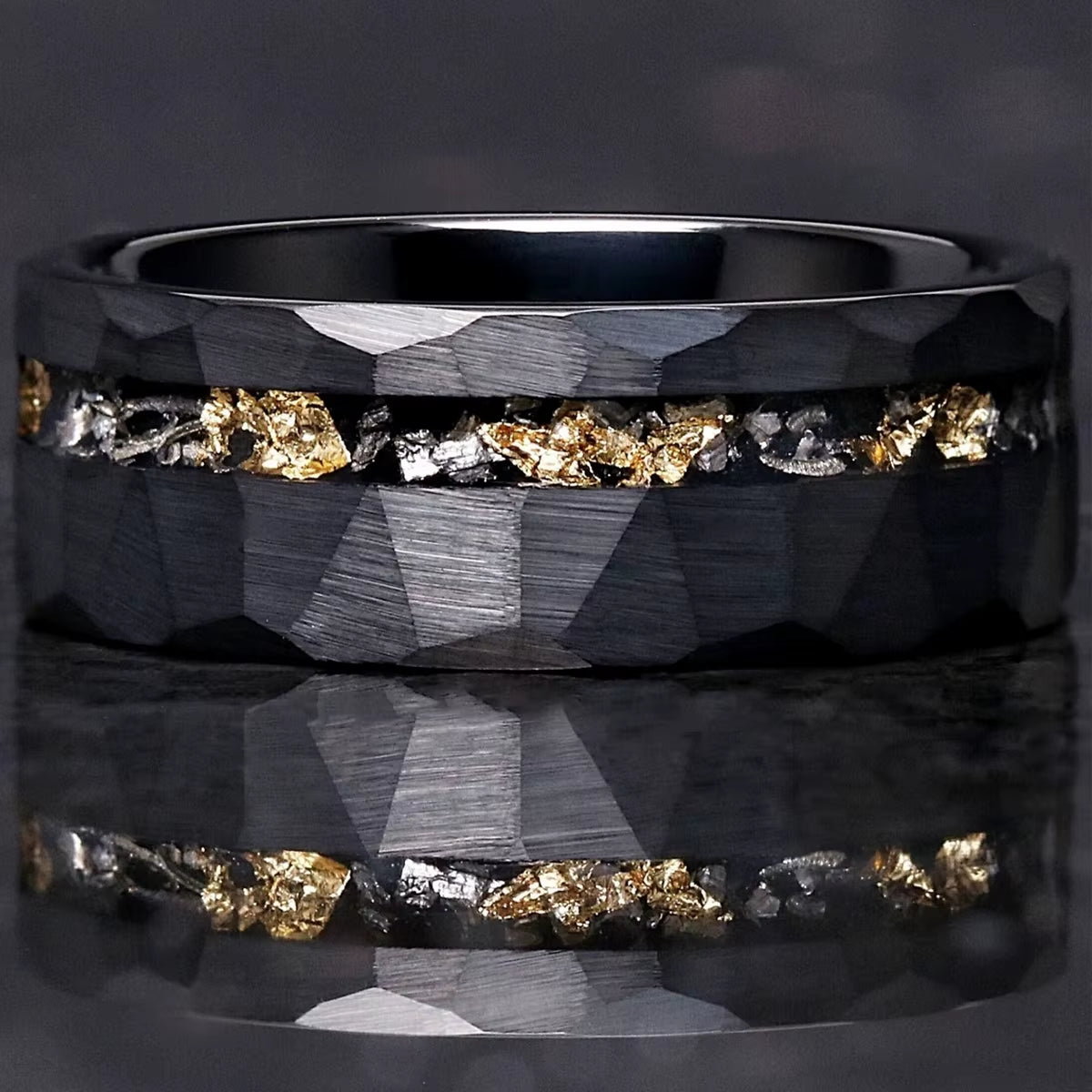 Mens 8MM Black Meteorite Tungsten Carbide Ring Fashion Jewelry Men'S Wedding Bands Engagement Promise Rings Comfort Fit Gifts