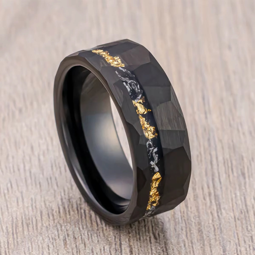 Mens 8MM Black Meteorite Tungsten Carbide Ring Fashion Jewelry Men'S Wedding Bands Engagement Promise Rings Comfort Fit Gifts