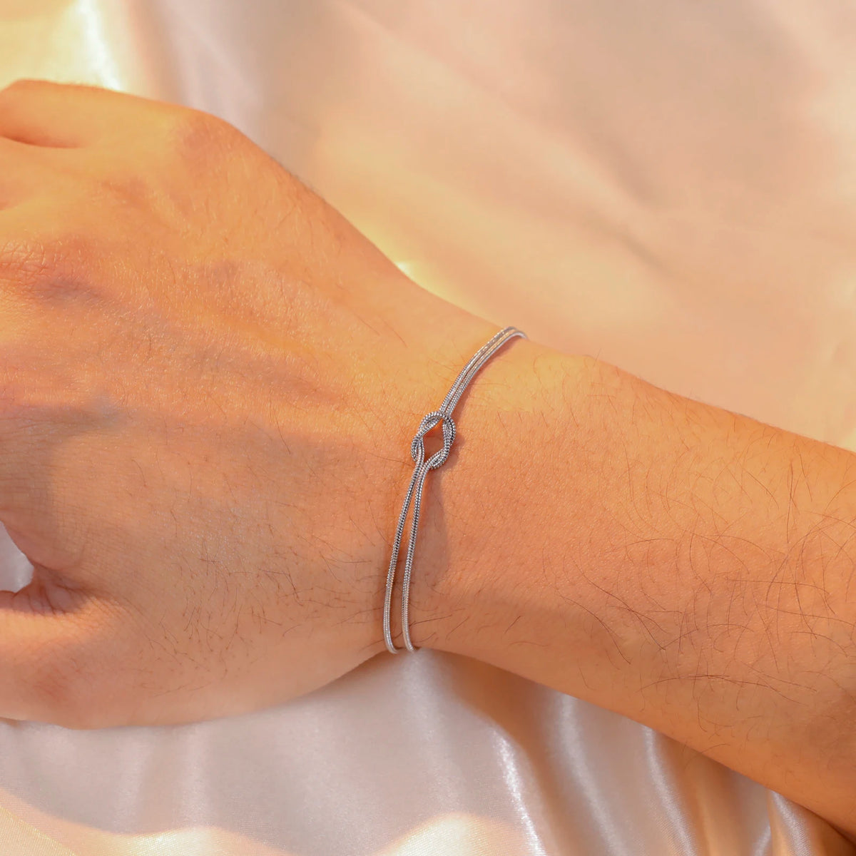 Double Snake Chain Love Knot Bracelet Stainless Steel Gold Color Adjustable Bracelets Women Men Couple Minimalist Jewelry
