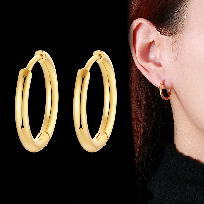 Large Star Hoop Earrings, Silver Color