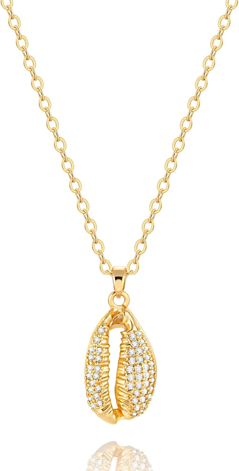 Crescent Moon and Star Pendant Necklace Dainty 18K Gold