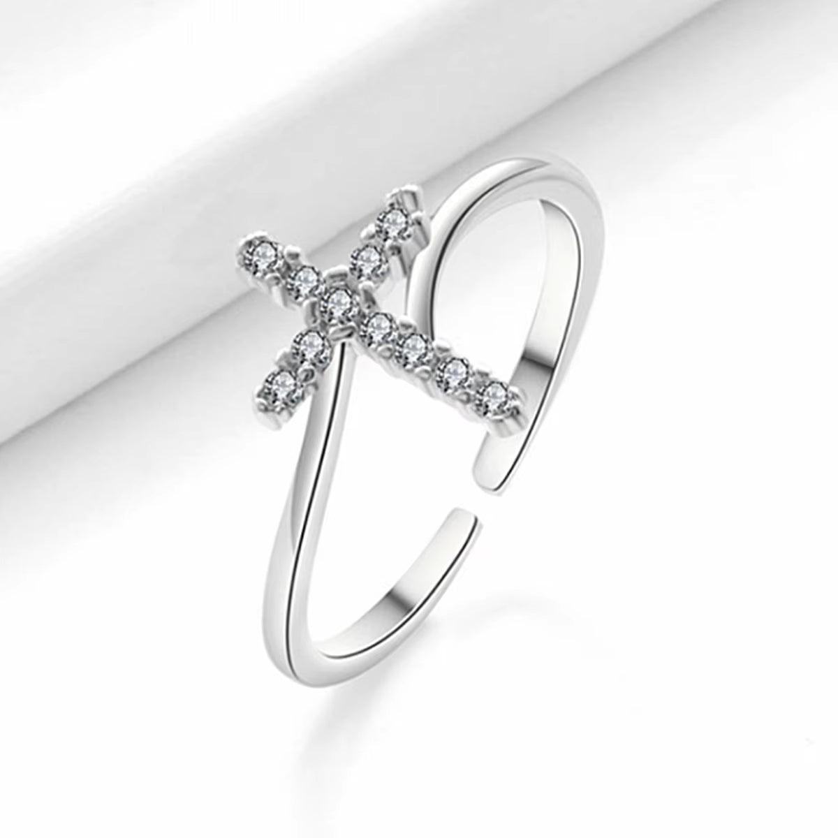 Crown Rhinestone Cross Set: Choker Necklace, Earrings & Ring