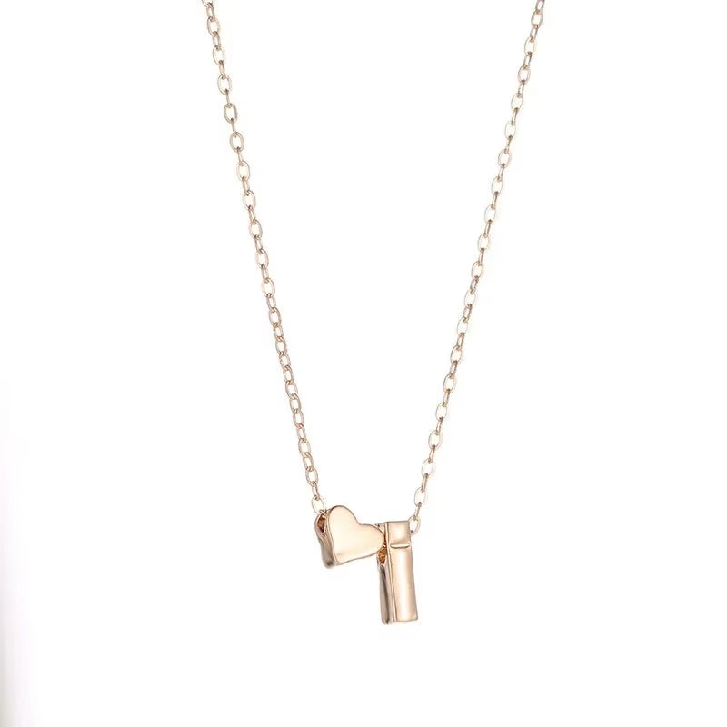 Tiny Heart Dainty Initial Necklace, Gold/Silver Letter Choker