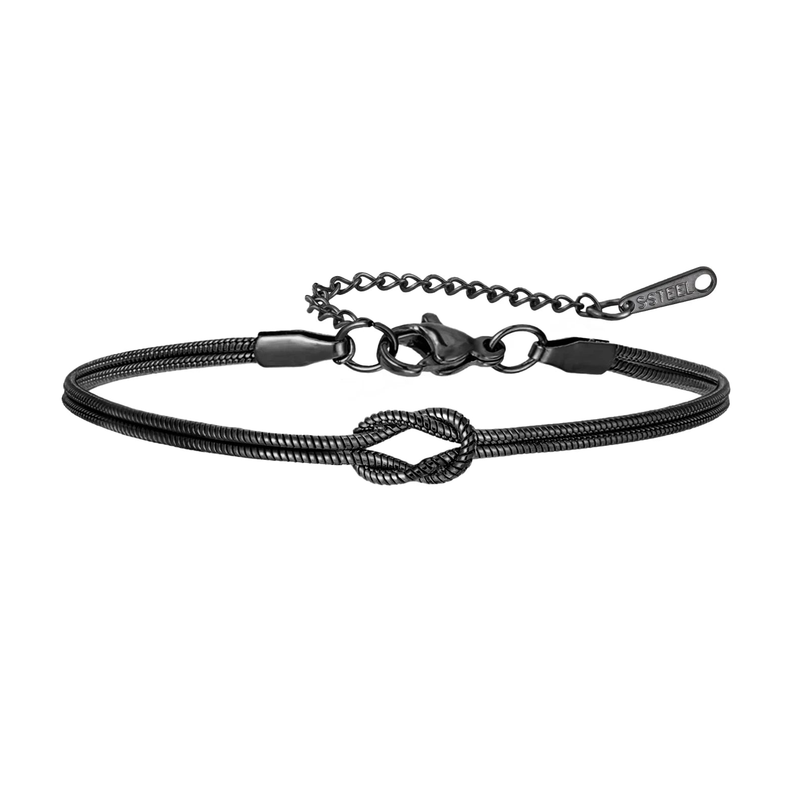 Double Snake Chain Love Knot Bracelet Stainless Steel Gold Color Adjustable Bracelets Women Men Couple Minimalist Jewelry