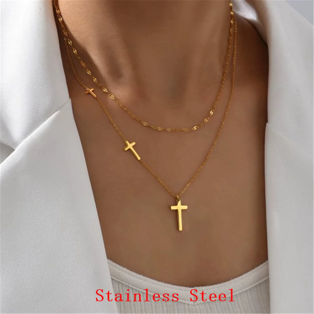 Crown Rhinestone Cross Set: Choker Necklace, Earrings & Ring