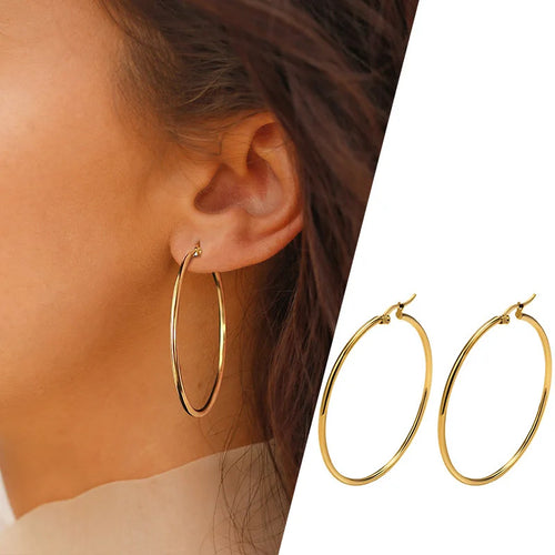Large Star Hoop Earrings, Silver Color