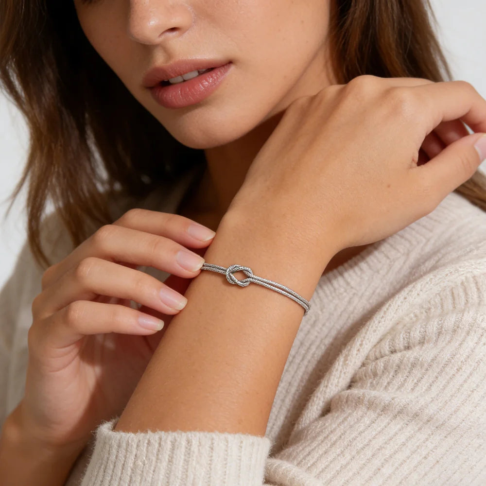 Double Snake Chain Love Knot Bracelet Stainless Steel Gold Color Adjustable Bracelets Women Men Couple Minimalist Jewelry