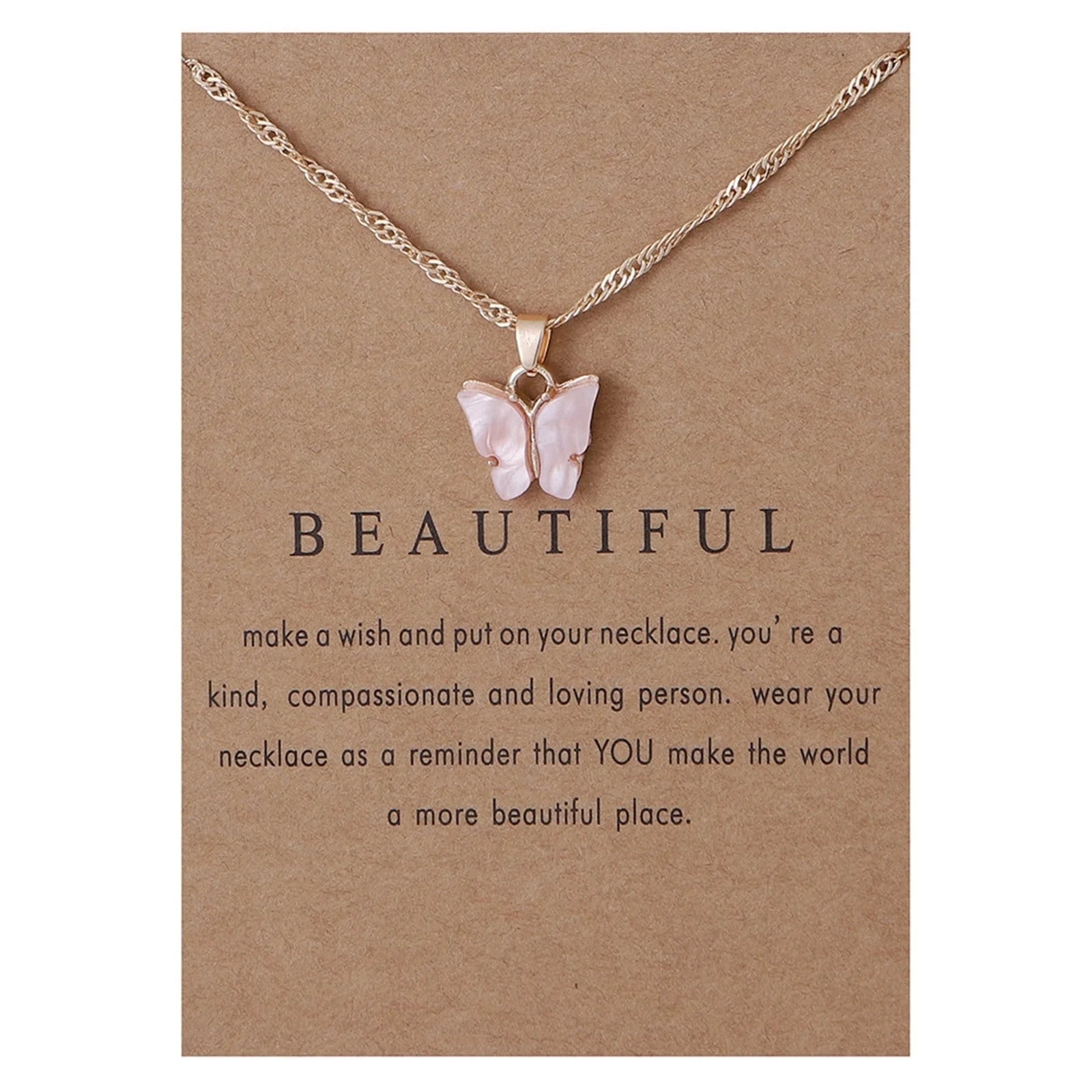 TIHLMK Womens Necklaces Sweet Butterfly Necklace Acrylic Color Clavicle Chain Necklace