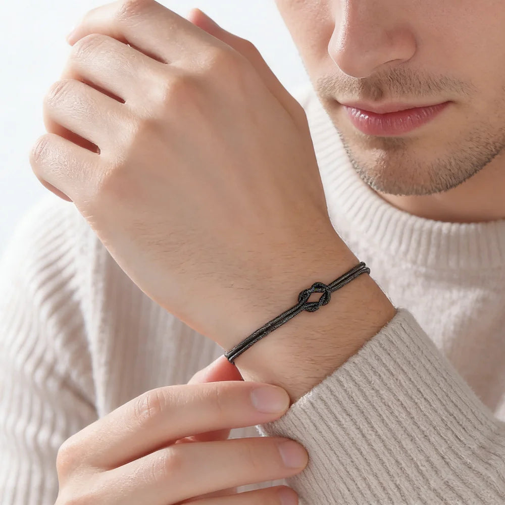 Double Snake Chain Love Knot Bracelet Stainless Steel Gold Color Adjustable Bracelets Women Men Couple Minimalist Jewelry