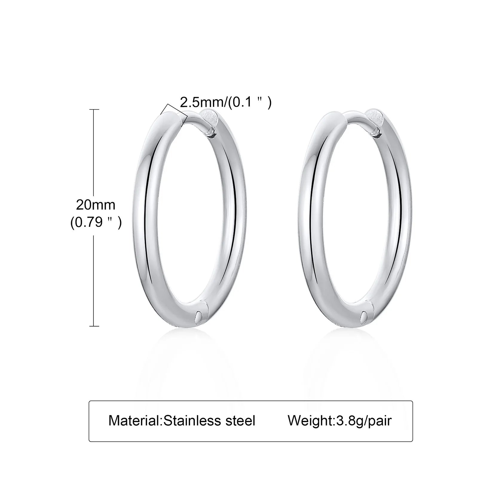 Large Star Hoop Earrings, Silver Color