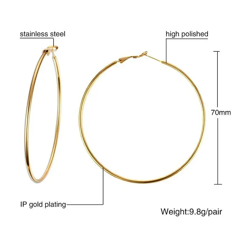 Large Star Hoop Earrings, Silver Color