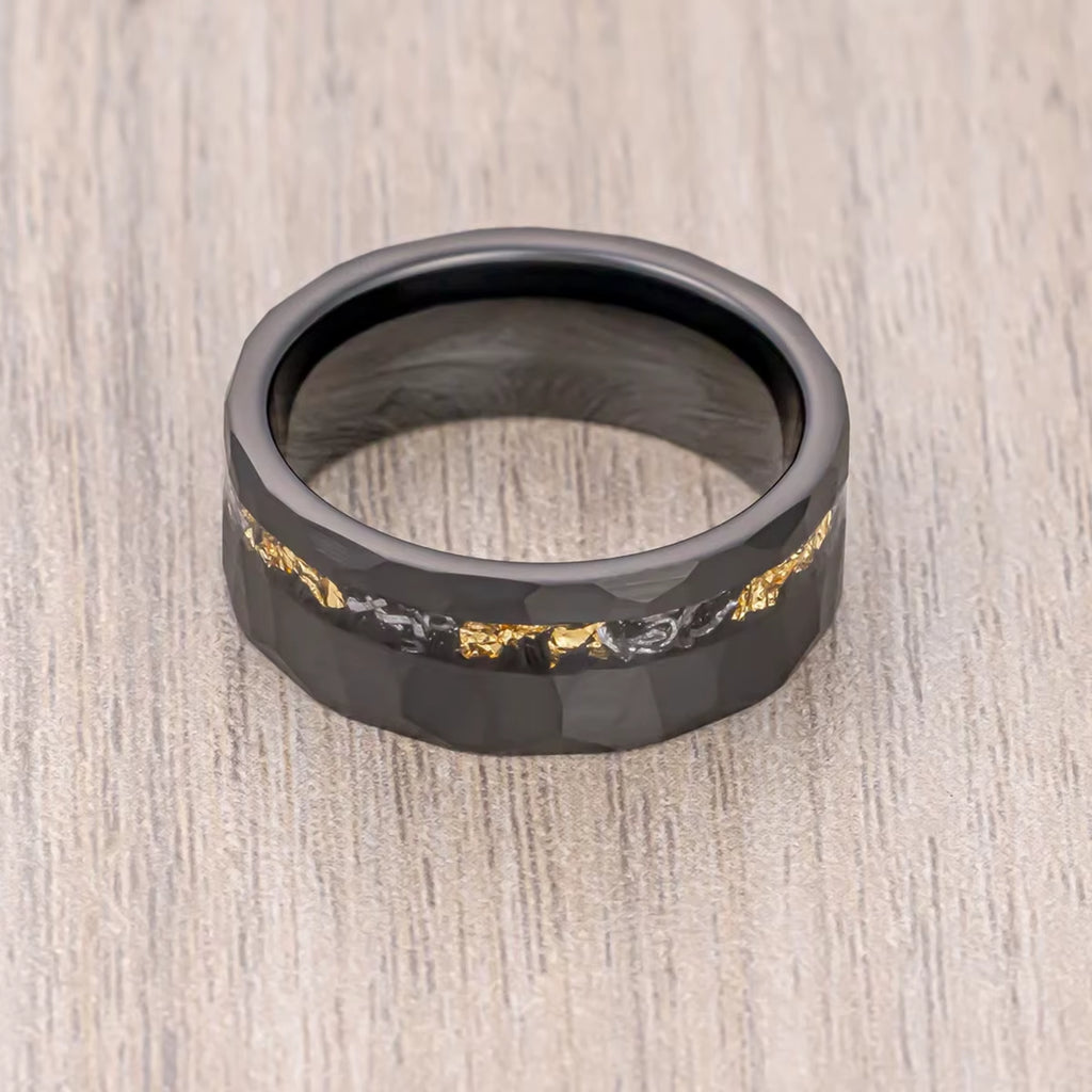 Mens 8MM Black Meteorite Tungsten Carbide Ring Fashion Jewelry Men'S Wedding Bands Engagement Promise Rings Comfort Fit Gifts