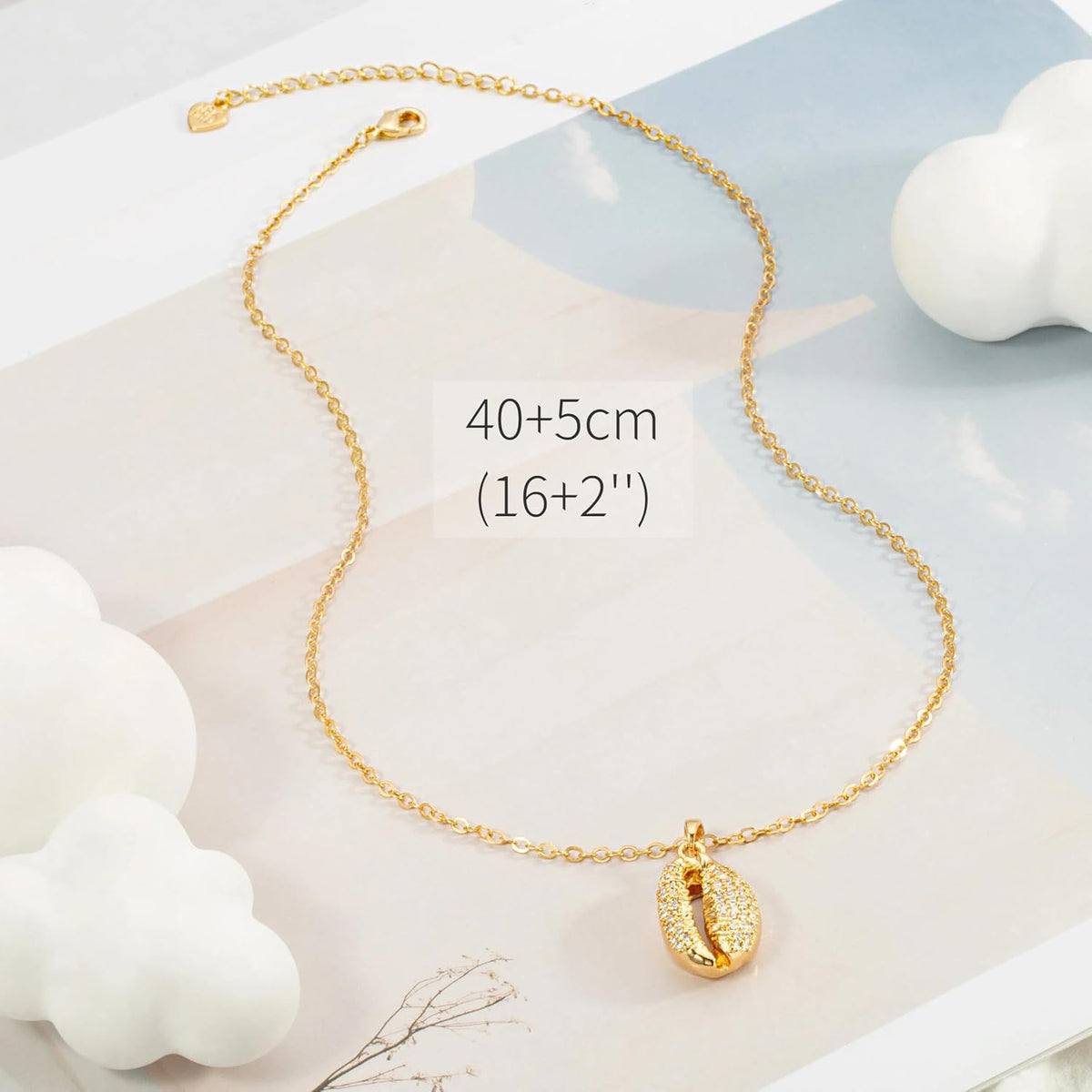 Crescent Moon and Star Pendant Necklace Dainty 18K Gold